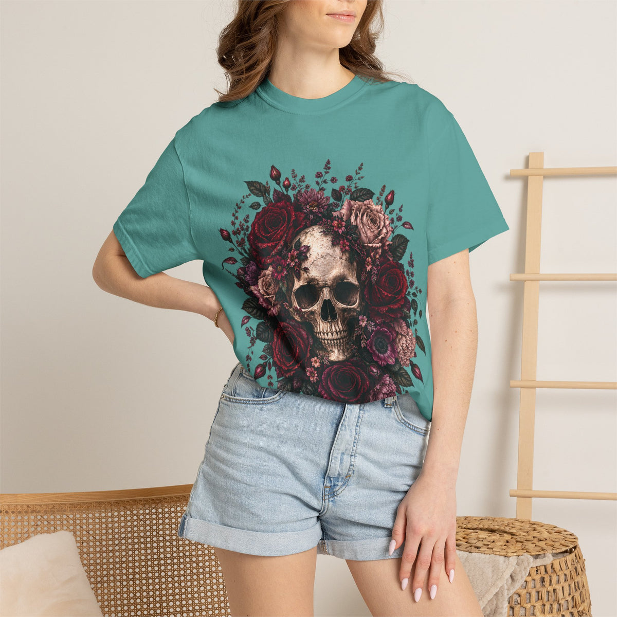 Skull & Rose T-Shirt — Gothic Floral Graphic