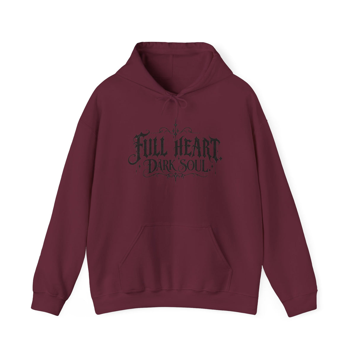 Dark Soul 'Full Heart' Hoodie — Gothic Script Graphic Sweatshirt