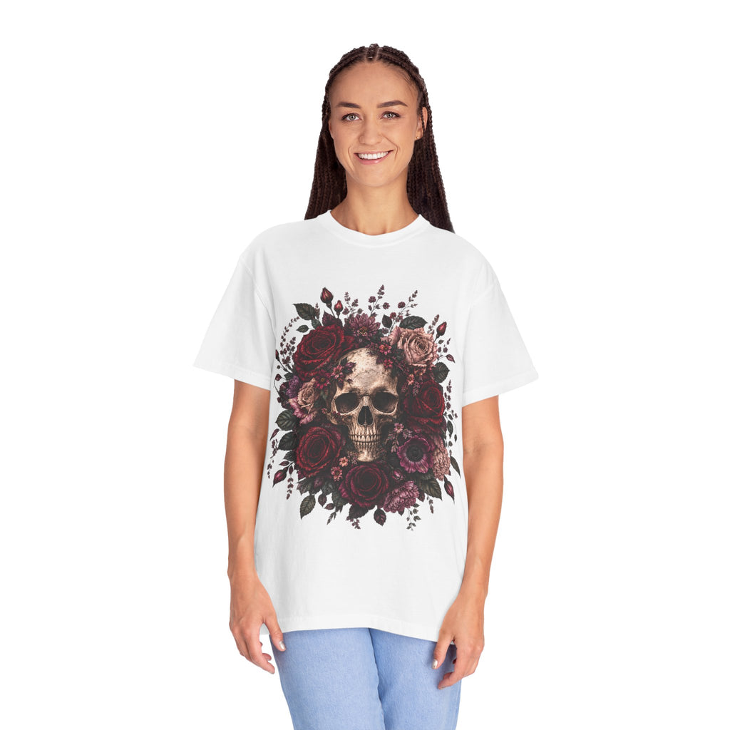 Skull & Rose T-Shirt — Gothic Floral Graphic