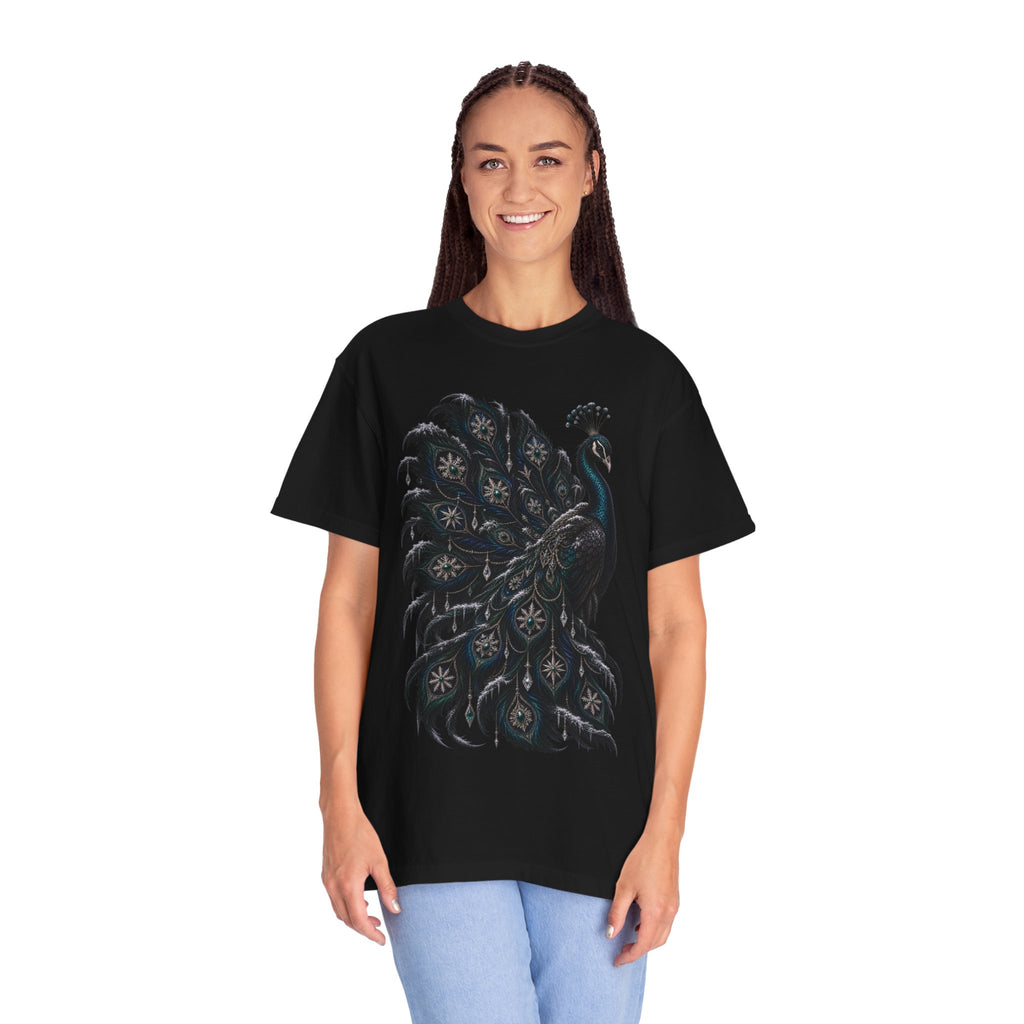 Peacock Graphic T-Shirt — Elegant Vintage Peacock Feather Illustration