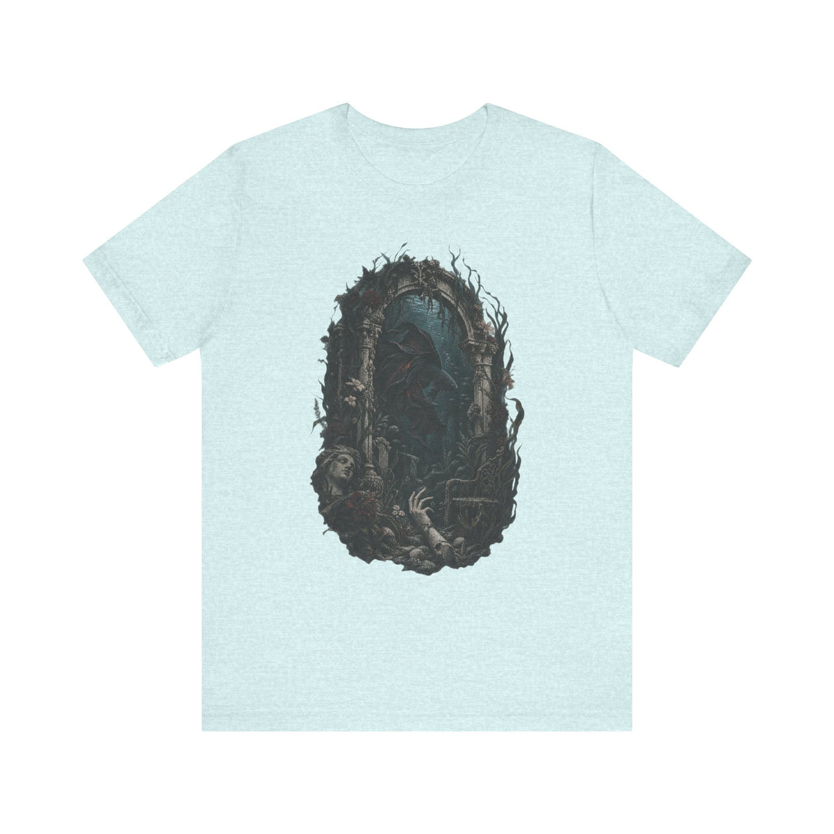 Gothic Fish T-Shirt — Underwater Ruins & Broken Statue