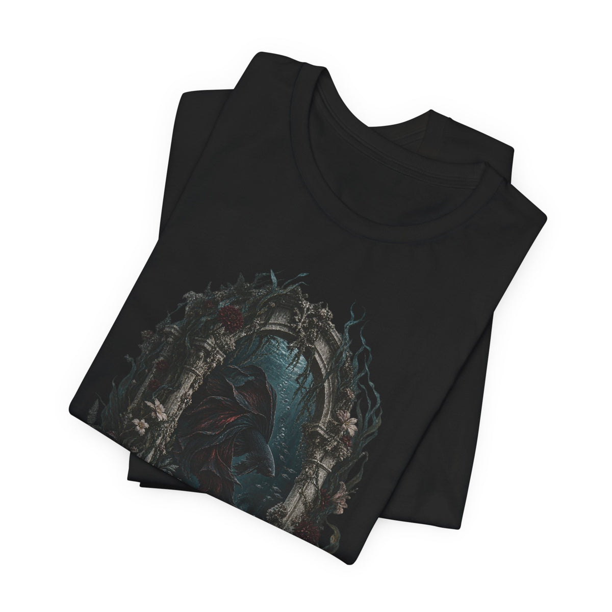 Gothic Fish T-Shirt — Underwater Ruins & Broken Statue