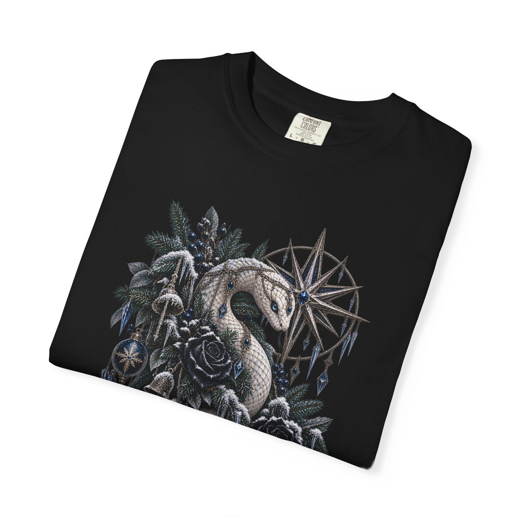 Christmas Serpent T-Shirt — Gothic Holiday Botanical Tee