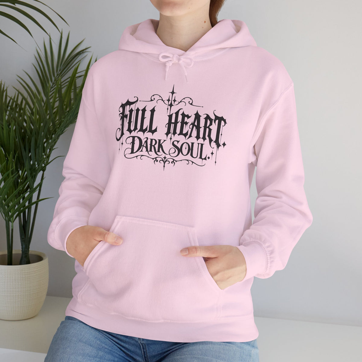 Dark Soul 'Full Heart' Hoodie — Gothic Script Graphic Sweatshirt