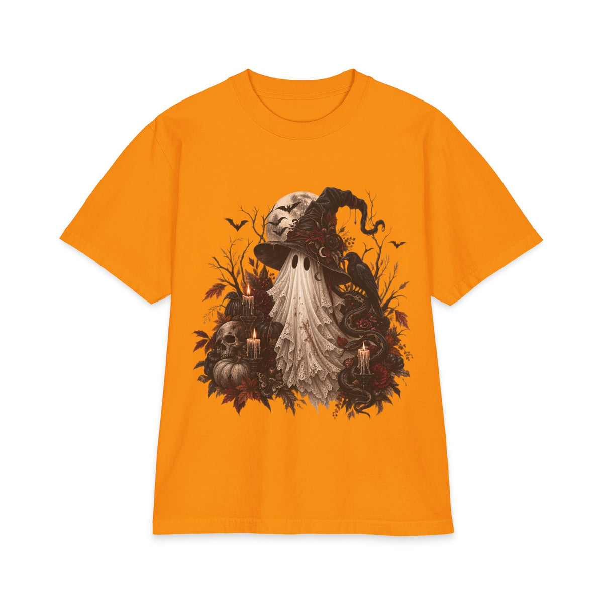 Vintage Ghost Halloween T-Shirt — Spooky Candlelit Autumn Design