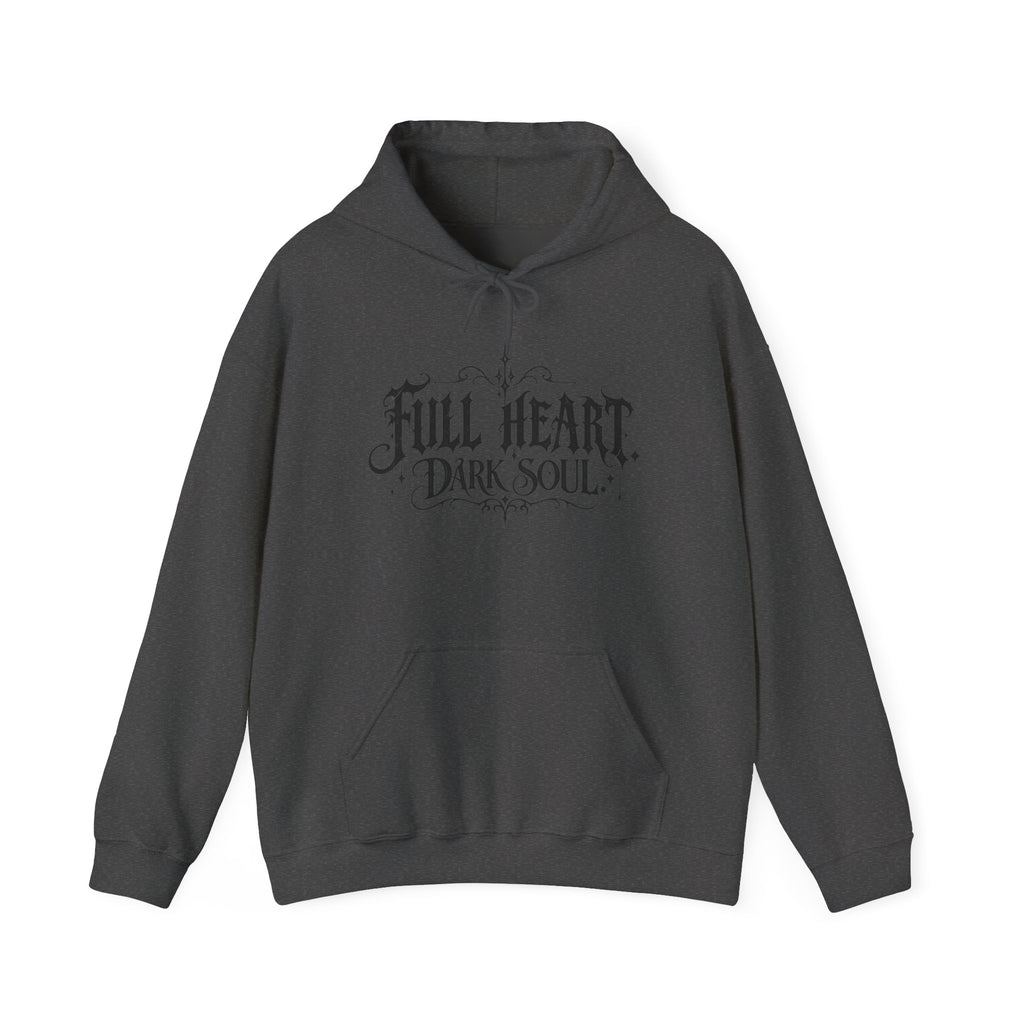 Dark Soul 'Full Heart' Hoodie — Gothic Script Graphic Sweatshirt