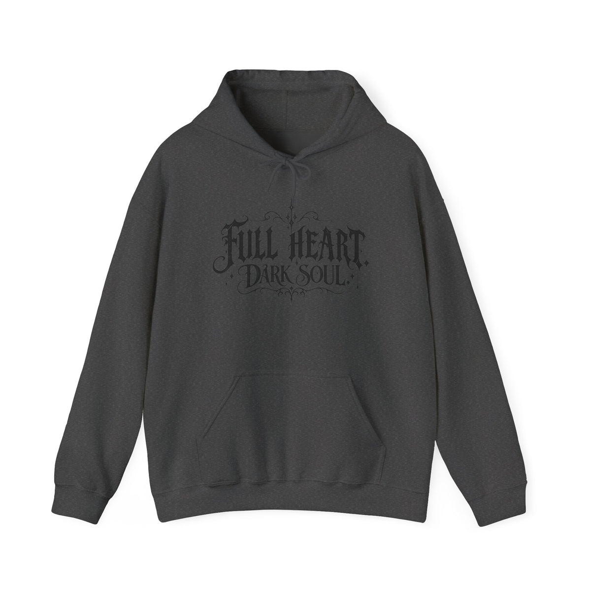 Dark Soul 'Full Heart' Hoodie — Gothic Script Graphic Sweatshirt