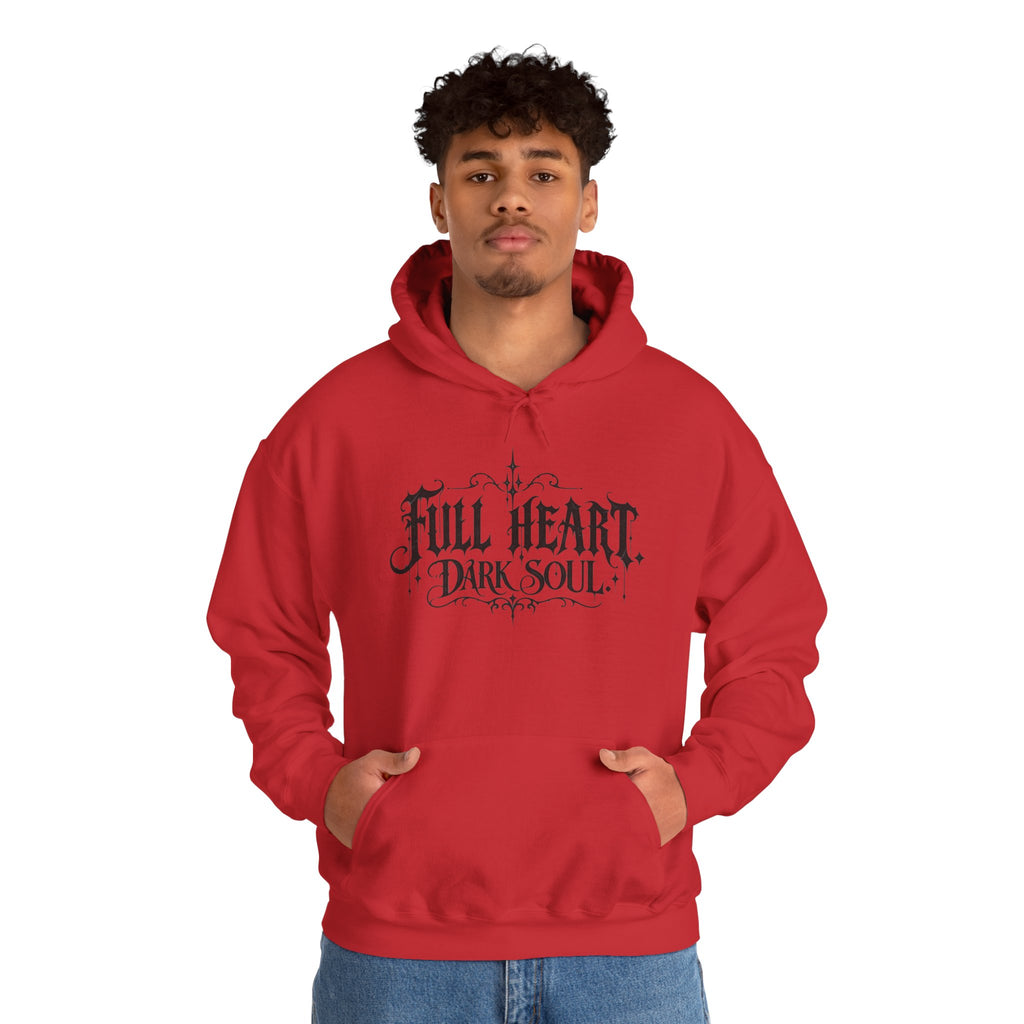 Dark Soul 'Full Heart' Hoodie — Gothic Script Graphic Sweatshirt