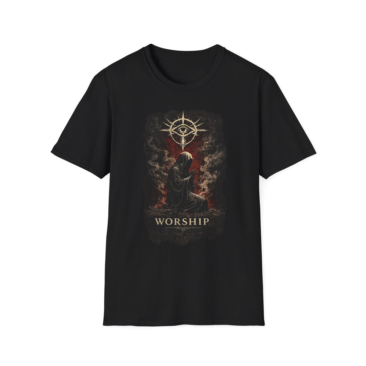 Worship Gothic Eye T-Shirt — Dark Religious Art
