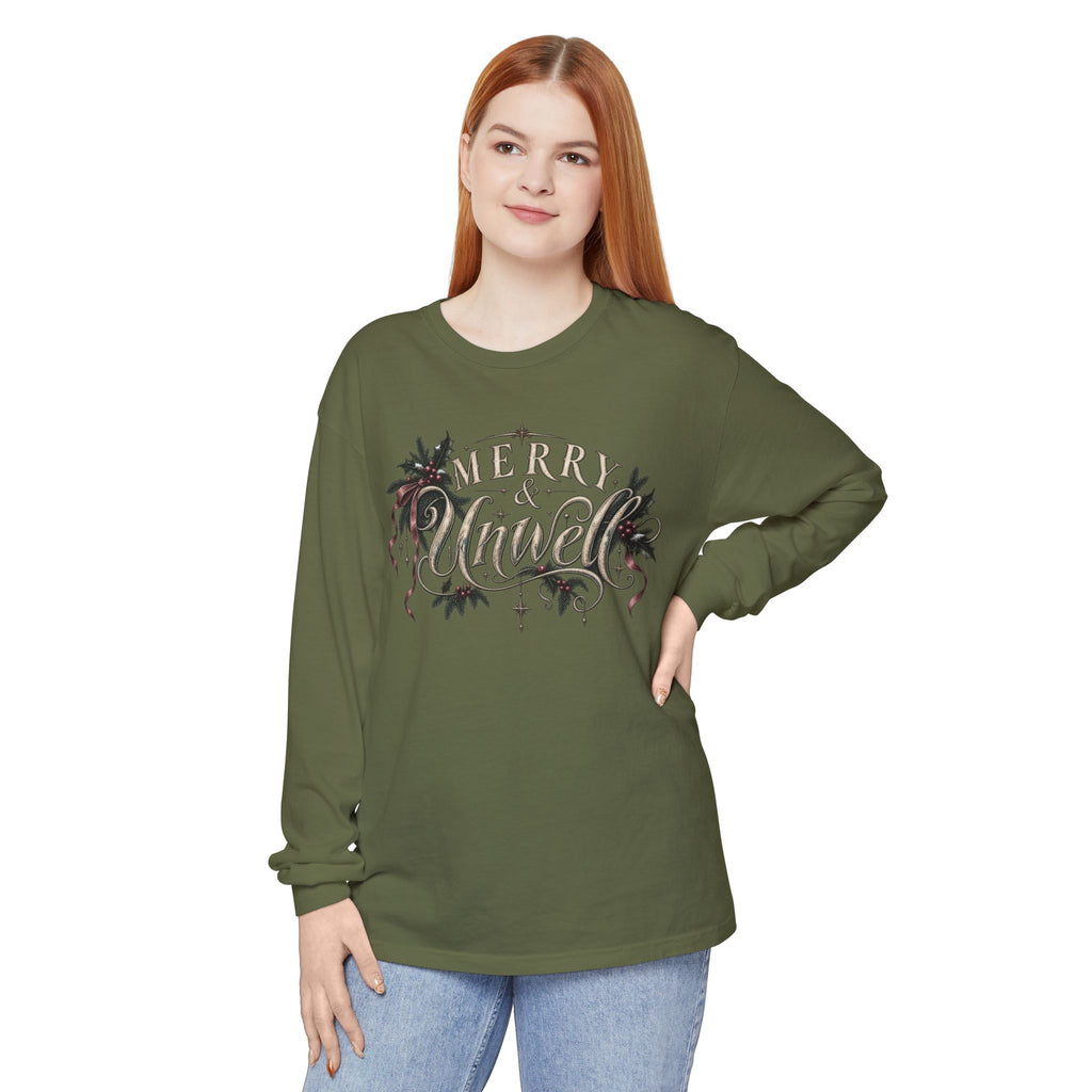Merry & Bright Long Sleeve Tee — Vintage Holiday Christmas Shirt