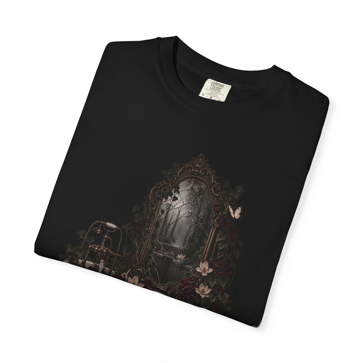 Gothic Bathtub Mirror T-Shirt — Dark Victorian Bathroom Art