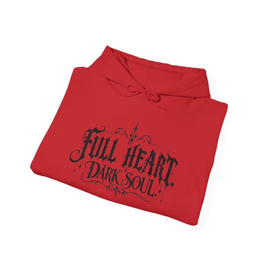 Dark Soul 'Full Heart' Hoodie — Gothic Script Graphic Sweatshirt