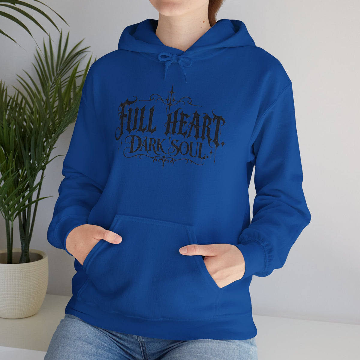Dark Soul 'Full Heart' Hoodie — Gothic Script Graphic Sweatshirt