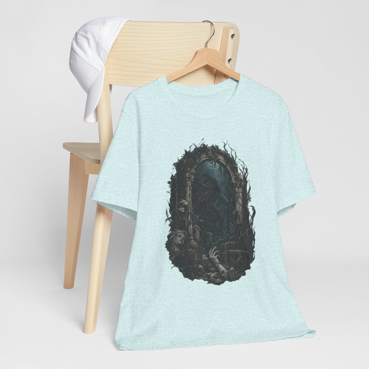 Gothic Fish T-Shirt — Underwater Ruins & Broken Statue