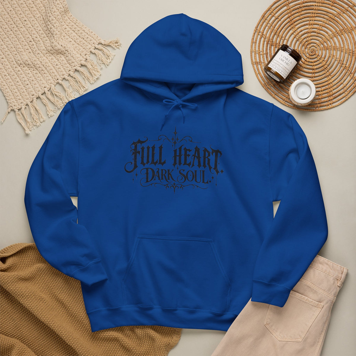 Dark Soul 'Full Heart' Hoodie — Gothic Script Graphic Sweatshirt