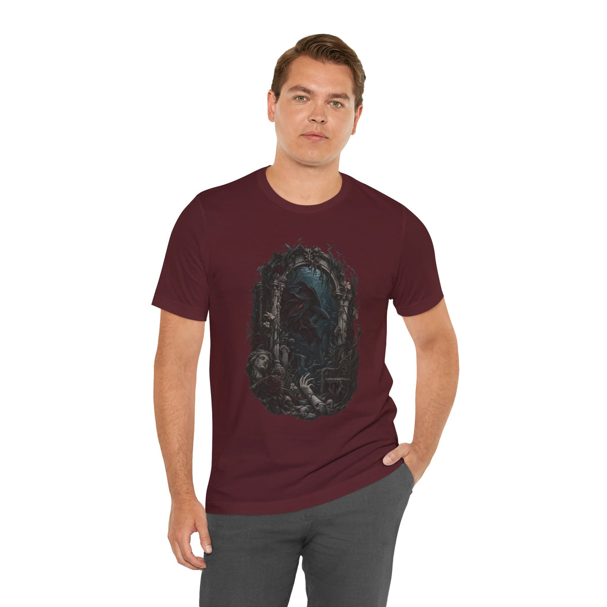 Gothic Fish T-Shirt — Underwater Ruins & Broken Statue