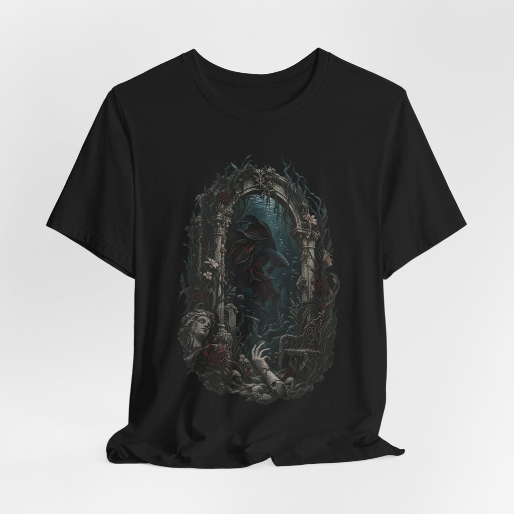 Gothic Fish T-Shirt — Underwater Ruins & Broken Statue