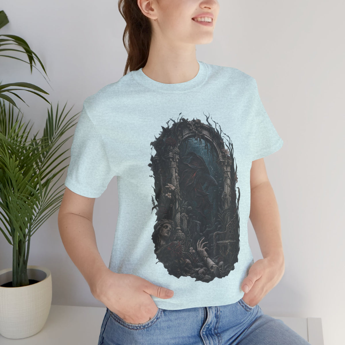 Gothic Fish T-Shirt — Underwater Ruins & Broken Statue