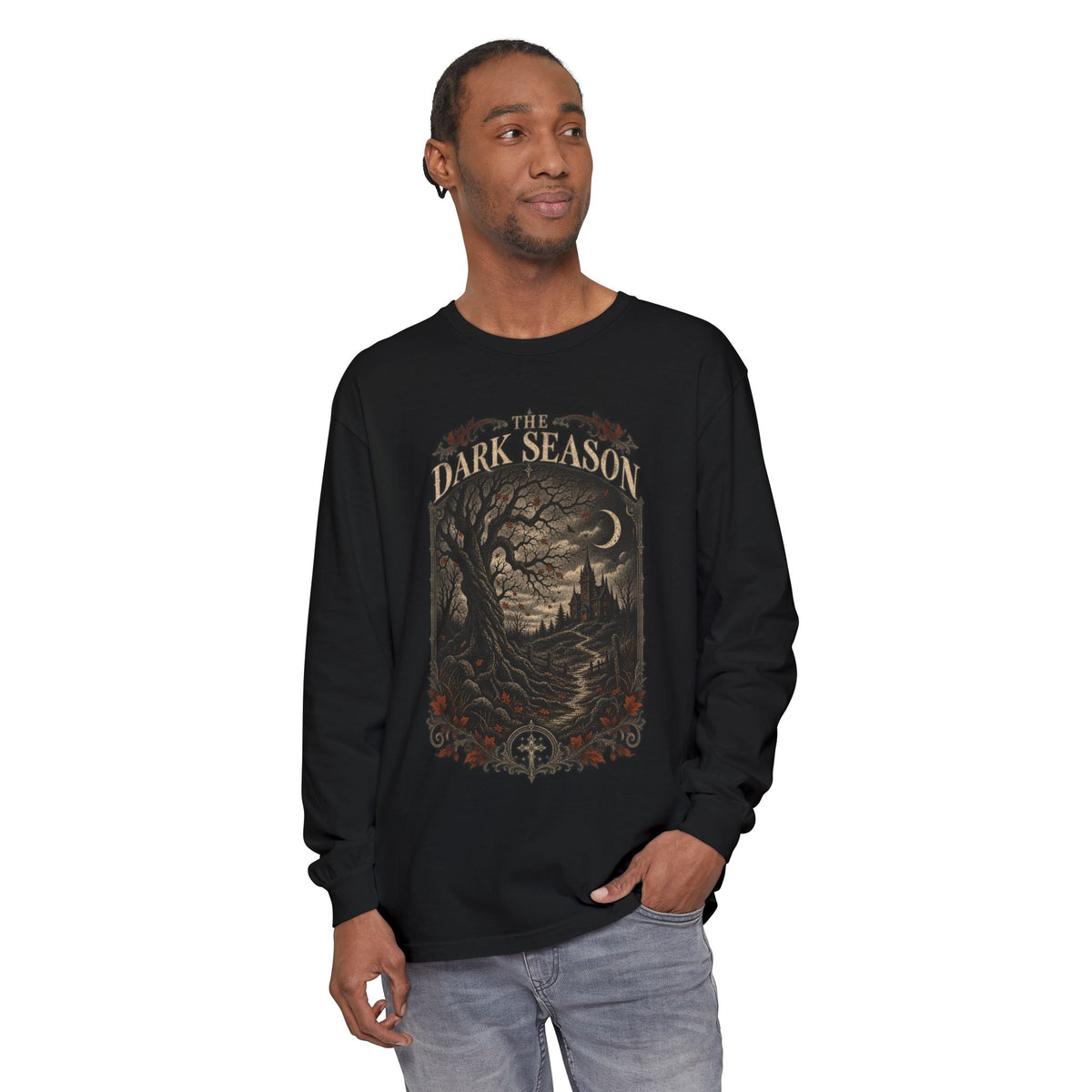 The Dark Season Long-Sleeve T-Shirt — Gothic Halloween Graphic