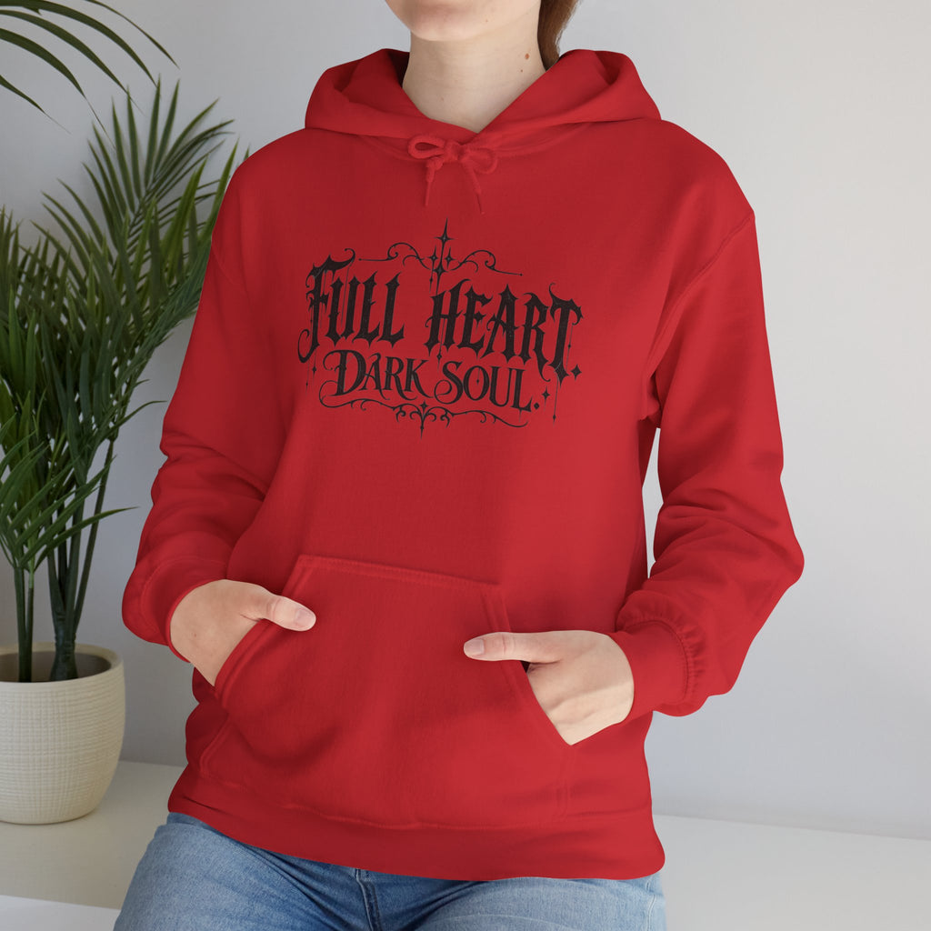 Dark Soul 'Full Heart' Hoodie — Gothic Script Graphic Sweatshirt
