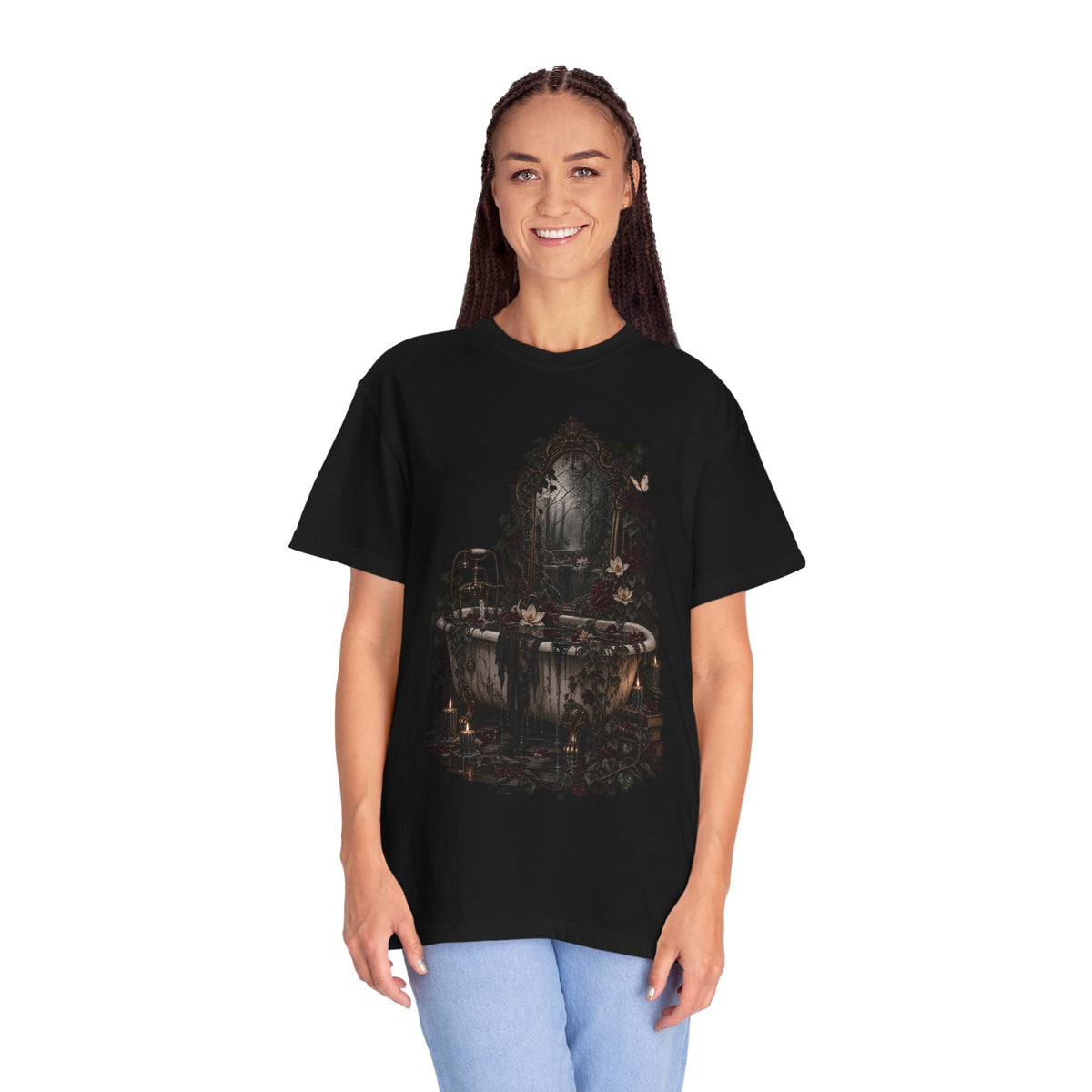 Gothic Bathtub Mirror T-Shirt — Dark Victorian Bathroom Art