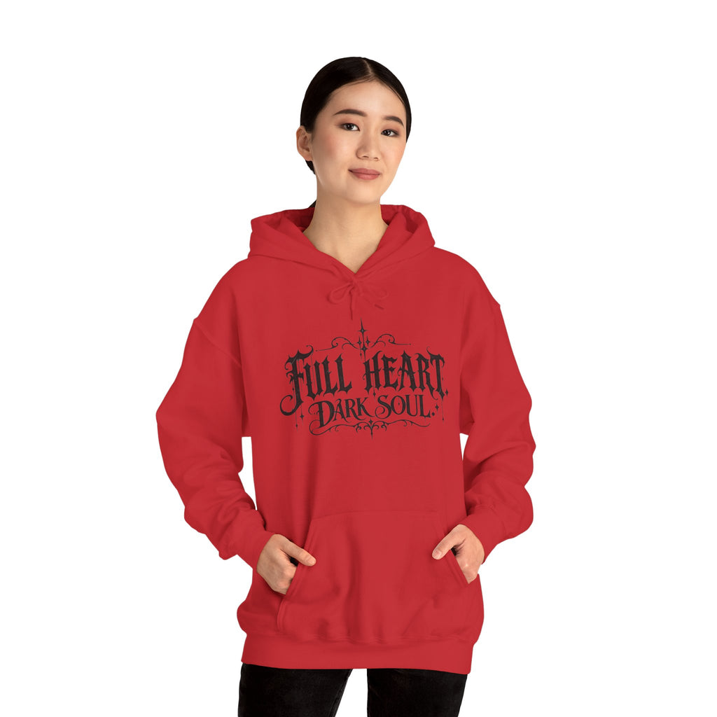 Dark Soul 'Full Heart' Hoodie — Gothic Script Graphic Sweatshirt