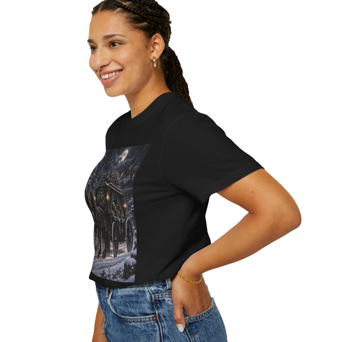 Midnight Carriage T-Shirt — Gothic Winter Scene