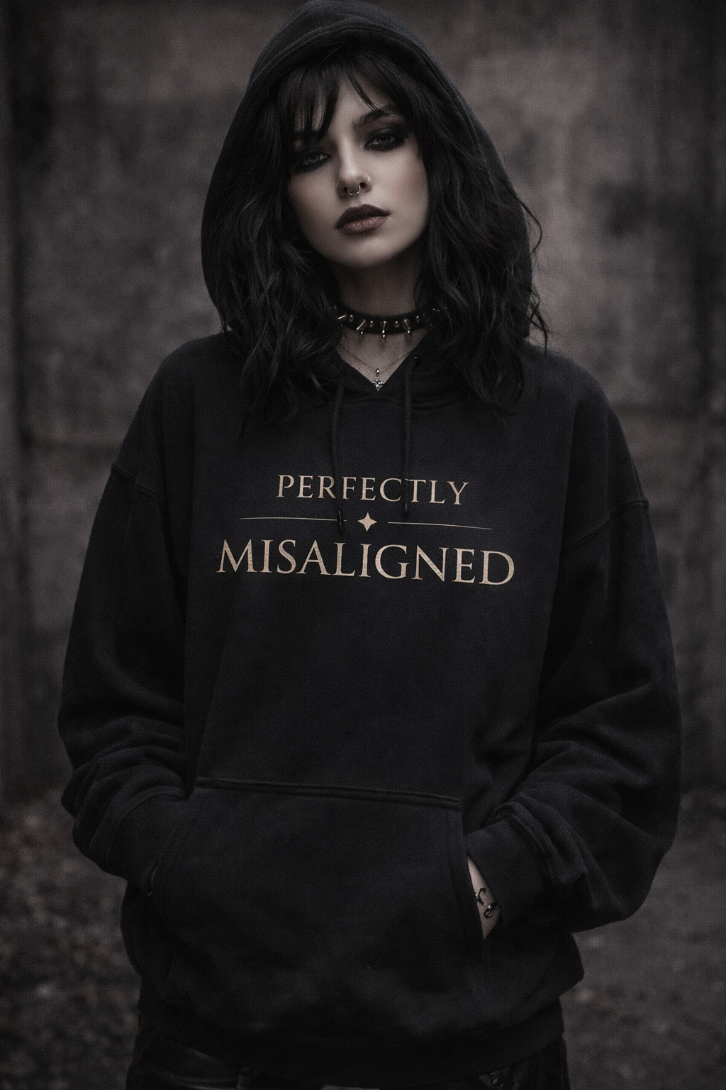 Perfectly Misaligned Hoodie — Minimalist Serif Design