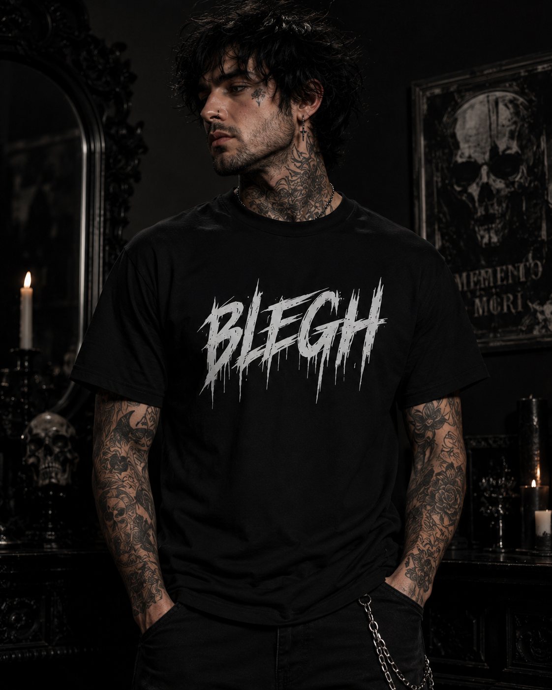 Blegh Brush Script T-Shirt — Grunge Graphic Tee