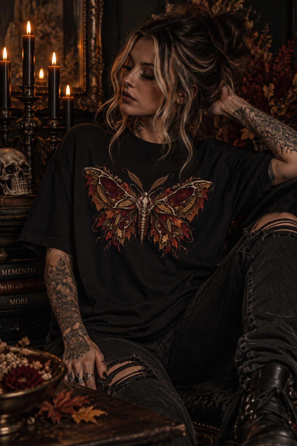 The Feast Moth T-Shirt — Gothic Thanksgiving Graphic Tee