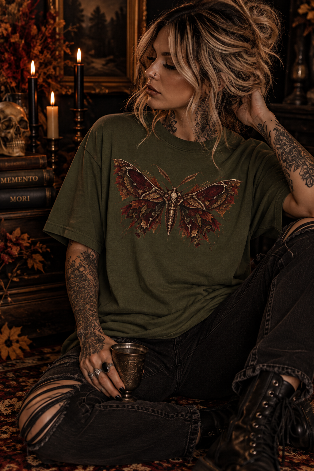 The Feast Moth T-Shirt — Gothic Thanksgiving Graphic Tee