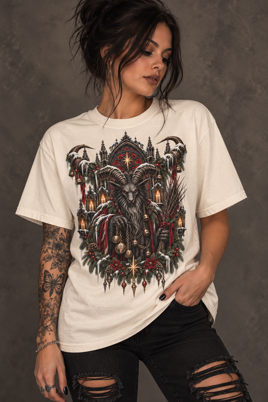 Krampus T-Shirt — Dark Alpine Christmas Folklore Art