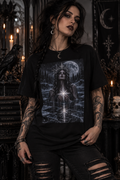 Mystic Moonlight T-Shirt — Gothic Star Goddess Graphic Tee