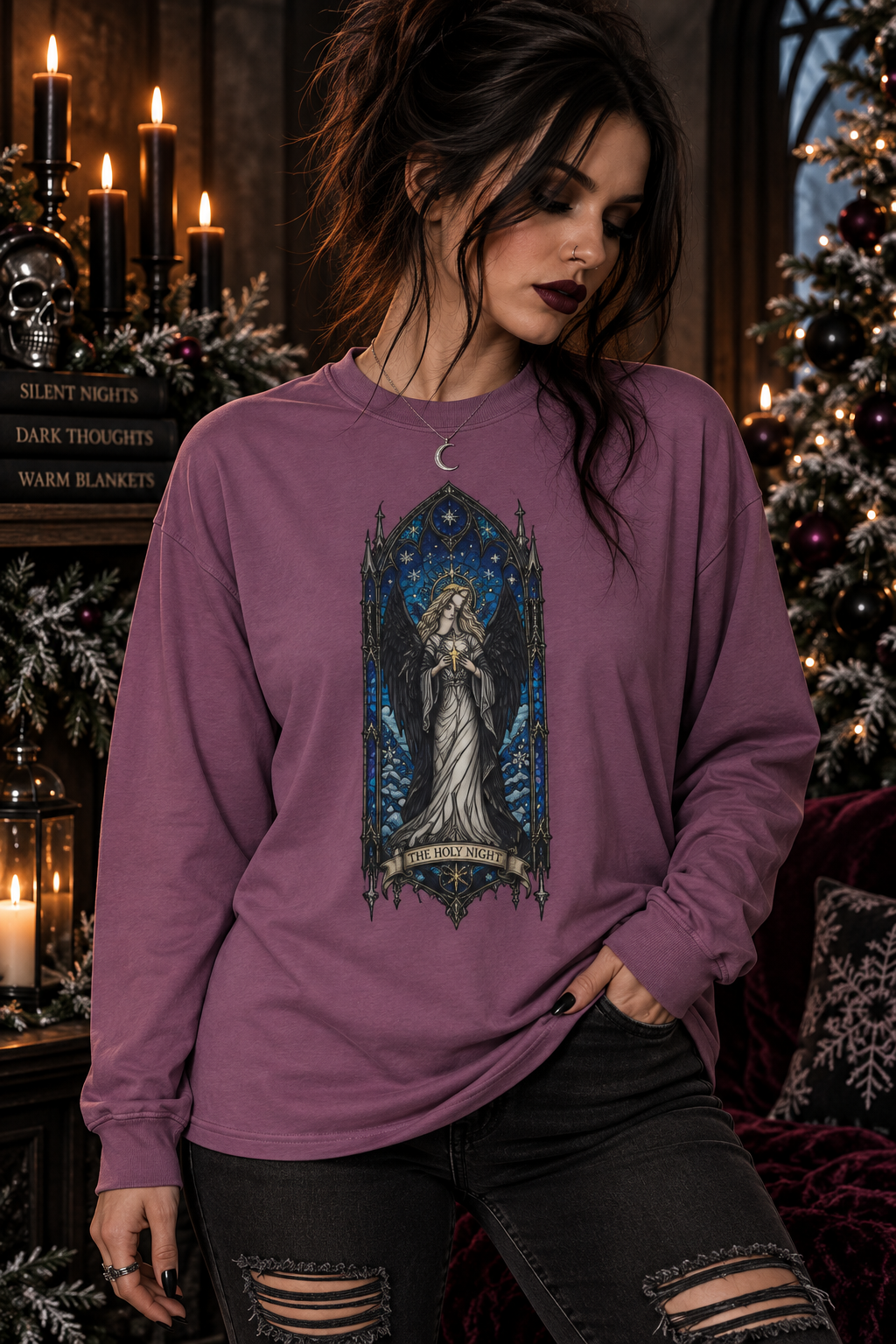 Stained Glass Angel Long Sleeve Tee