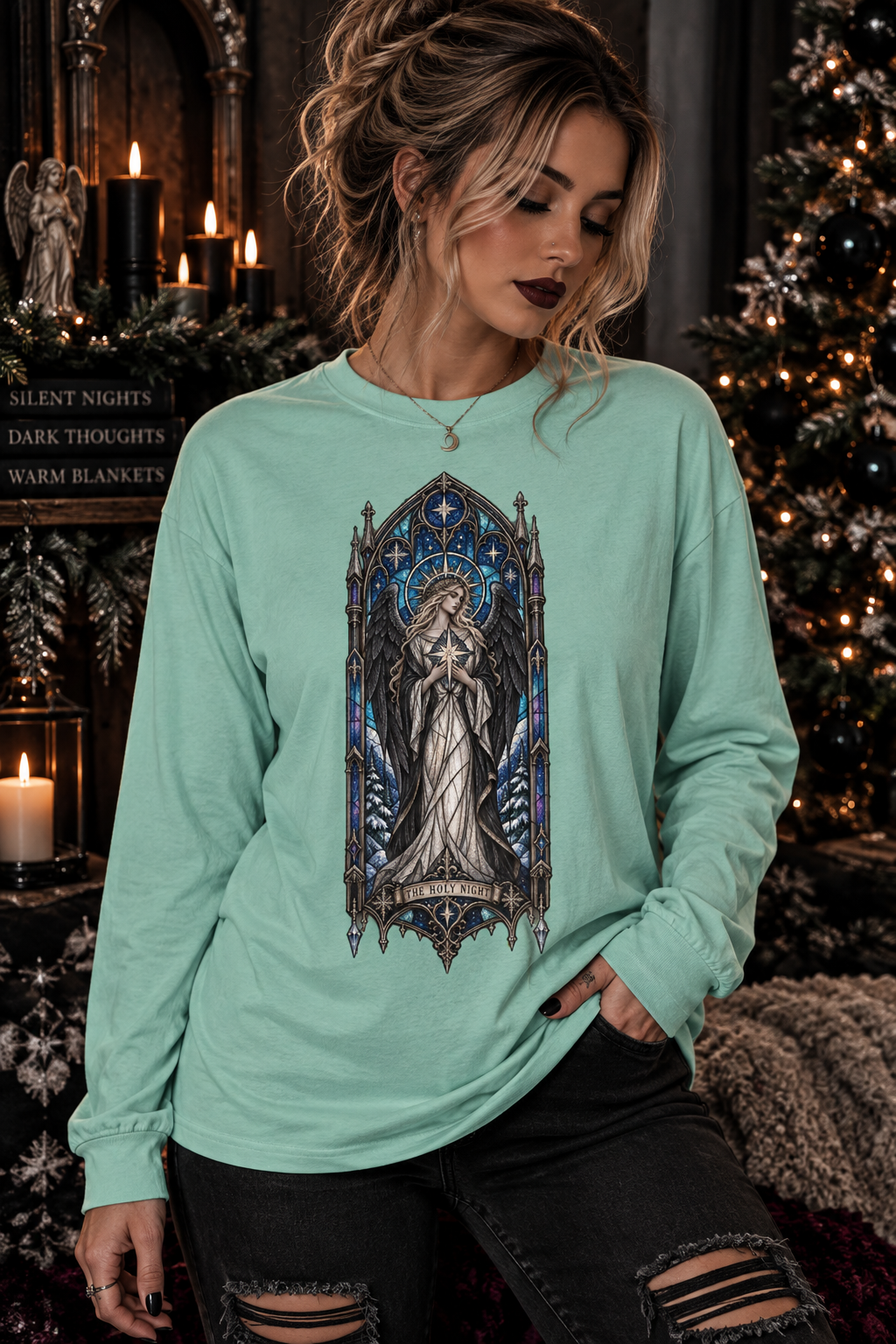 Stained Glass Angel Long Sleeve Tee