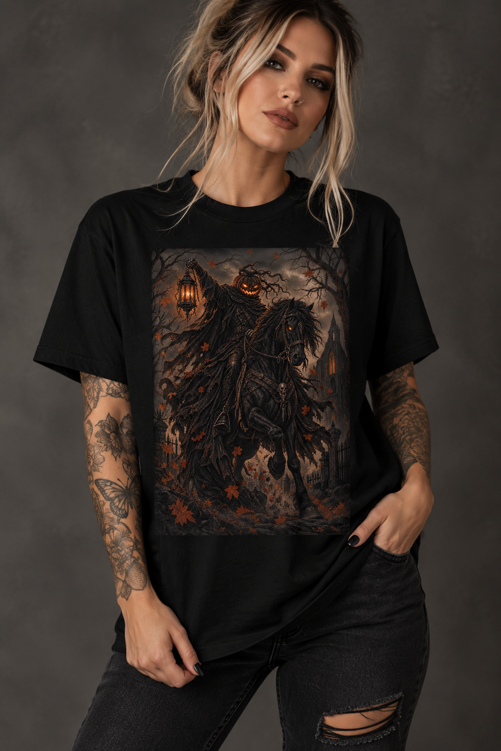 Pumpkin Rider T-Shirt — Jack-O’-Lantern Halloween Graphic
