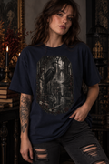 Heron & Ruins Graphic T‑Shirt — Gothic Nature Scene