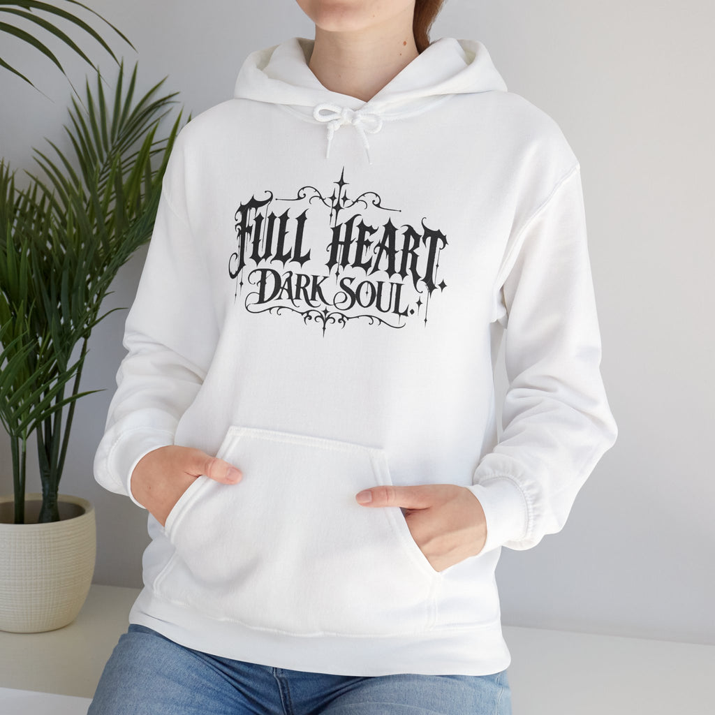 Dark Soul 'Full Heart' Hoodie — Gothic Script Graphic Sweatshirt