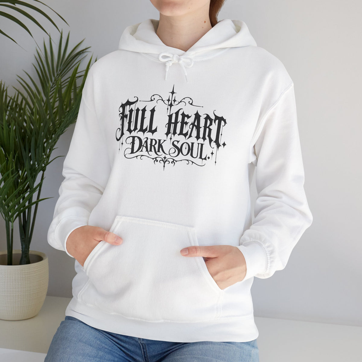 Dark Soul 'Full Heart' Hoodie — Gothic Script Graphic Sweatshirt