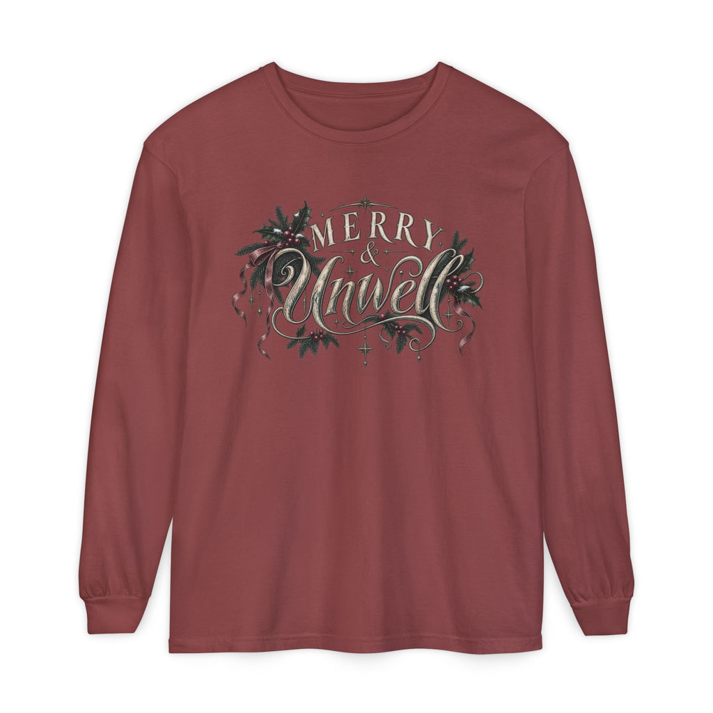Merry & Bright Long Sleeve Tee — Vintage Holiday Christmas Shirt