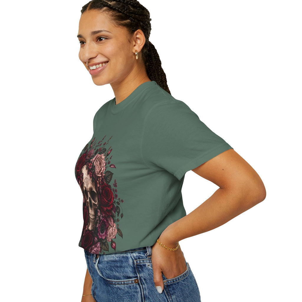 Skull & Rose T-Shirt — Gothic Floral Graphic