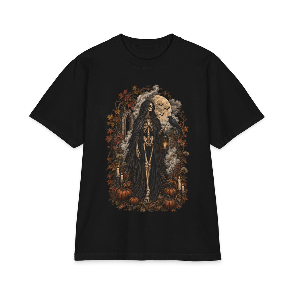 Grim Reaper Halloween T-Shirt — Gothic Pumpkin & Moon Tee