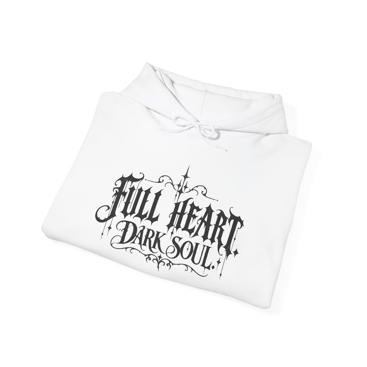 Dark Soul 'Full Heart' Hoodie — Gothic Script Graphic Sweatshirt