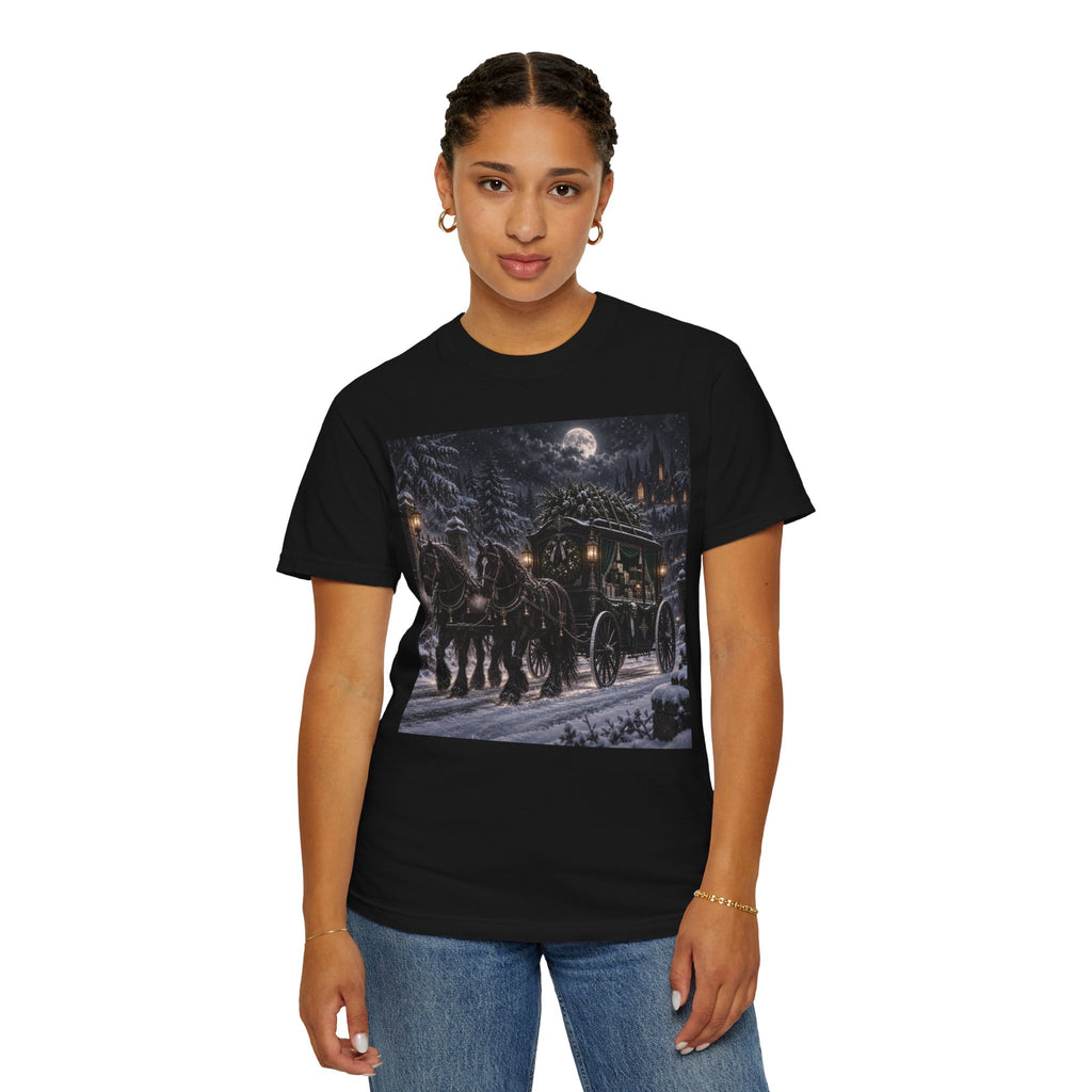 Midnight Carriage T-Shirt — Gothic Winter Scene