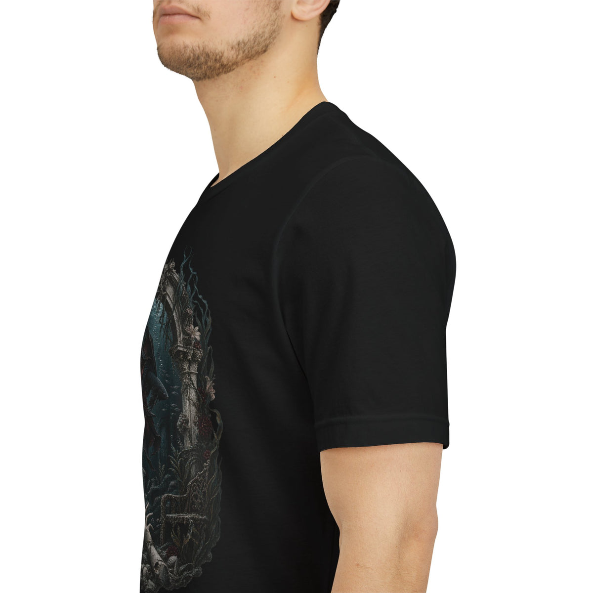 Gothic Fish T-Shirt — Underwater Ruins & Broken Statue