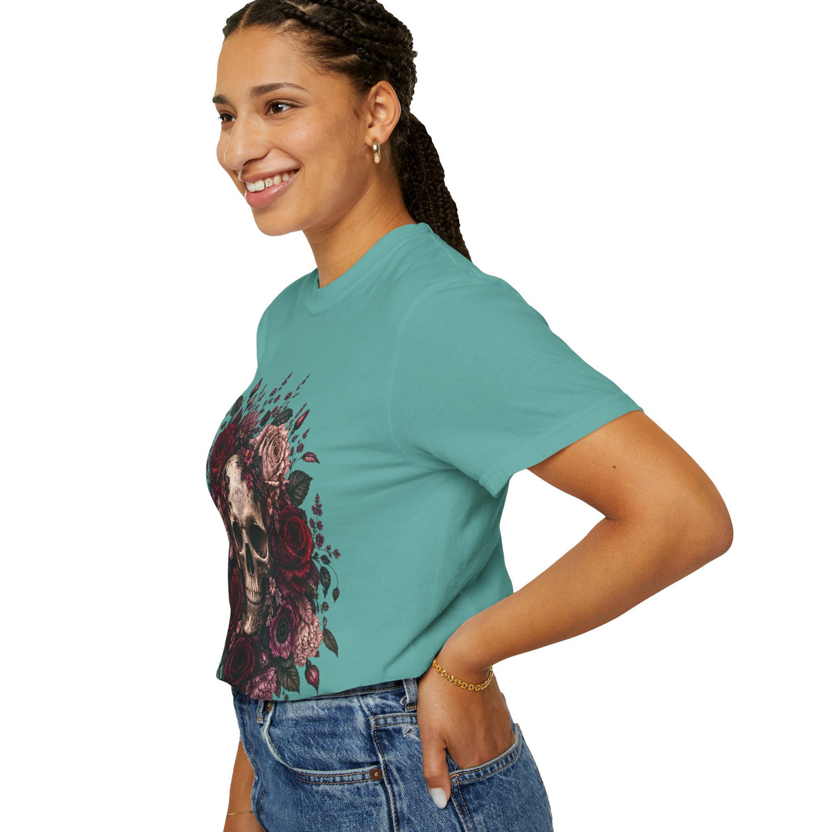 Skull & Rose T-Shirt — Gothic Floral Graphic