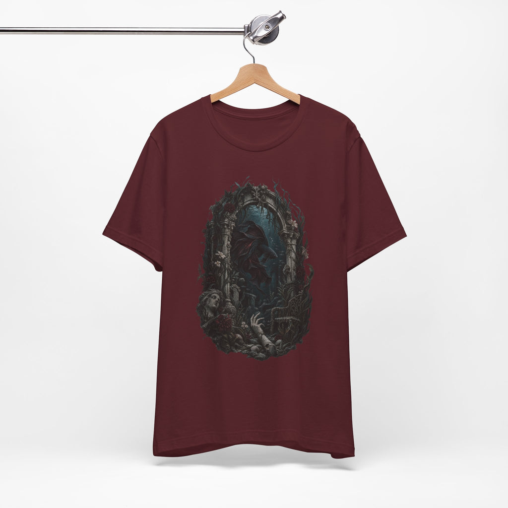 Gothic Fish T-Shirt — Underwater Ruins & Broken Statue