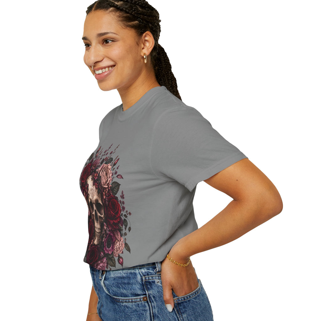 Skull & Rose T-Shirt — Gothic Floral Graphic