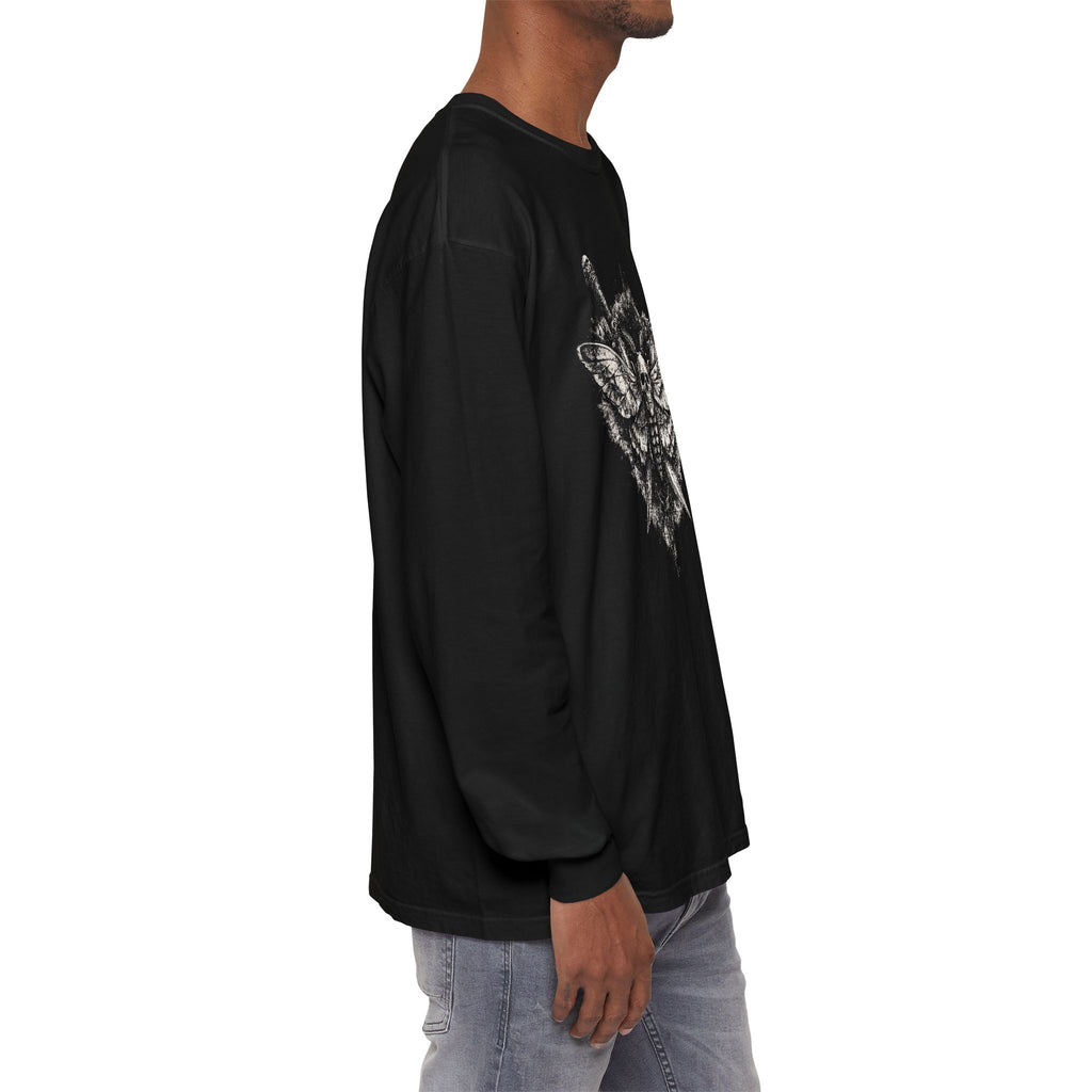 Skull Moth Long-Sleeve T-Shirt — Gothic Insect Illustration