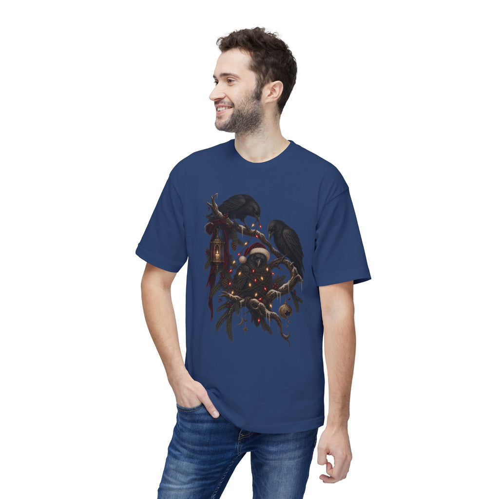 Christmas Crow T-Shirt — Festive Raven with Ornaments & Lights